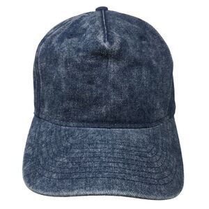 No Boundaries Snapback Hat Blue One Size Adjustable Vented Holes Denim Blank